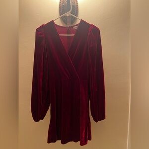 Altar’d State Red Velvet Wrap Dress.